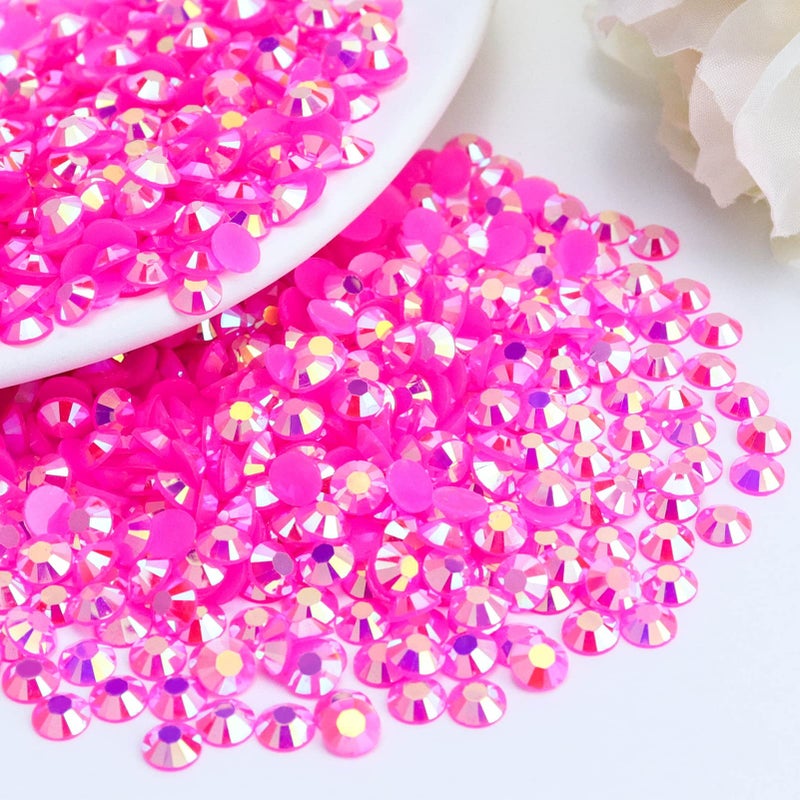 Briskbloom 1000PCS 6mm Resin Flatback Rhinestone, Hot Pink/Rose AB Color Flatback Jelly Resin Rhinestones for Mugs, Bottles, Tumblers, Craft Decoration, Loose Bling Glitter Diamond Stone - Image 1